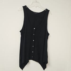Cutloose Size M Tank Top Scoop Neck Sharkbite Hem Button Down Linen Cotton Artsy